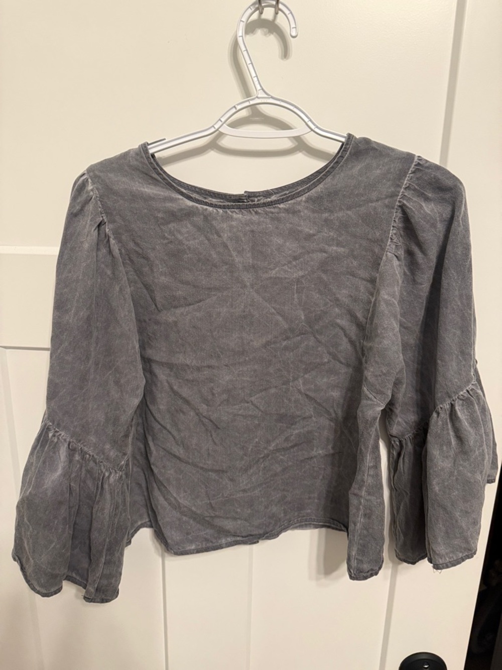 Hollister Washed Gray Bell Sleeve Top